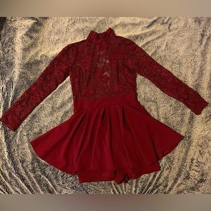 Maroon lace romper size M.